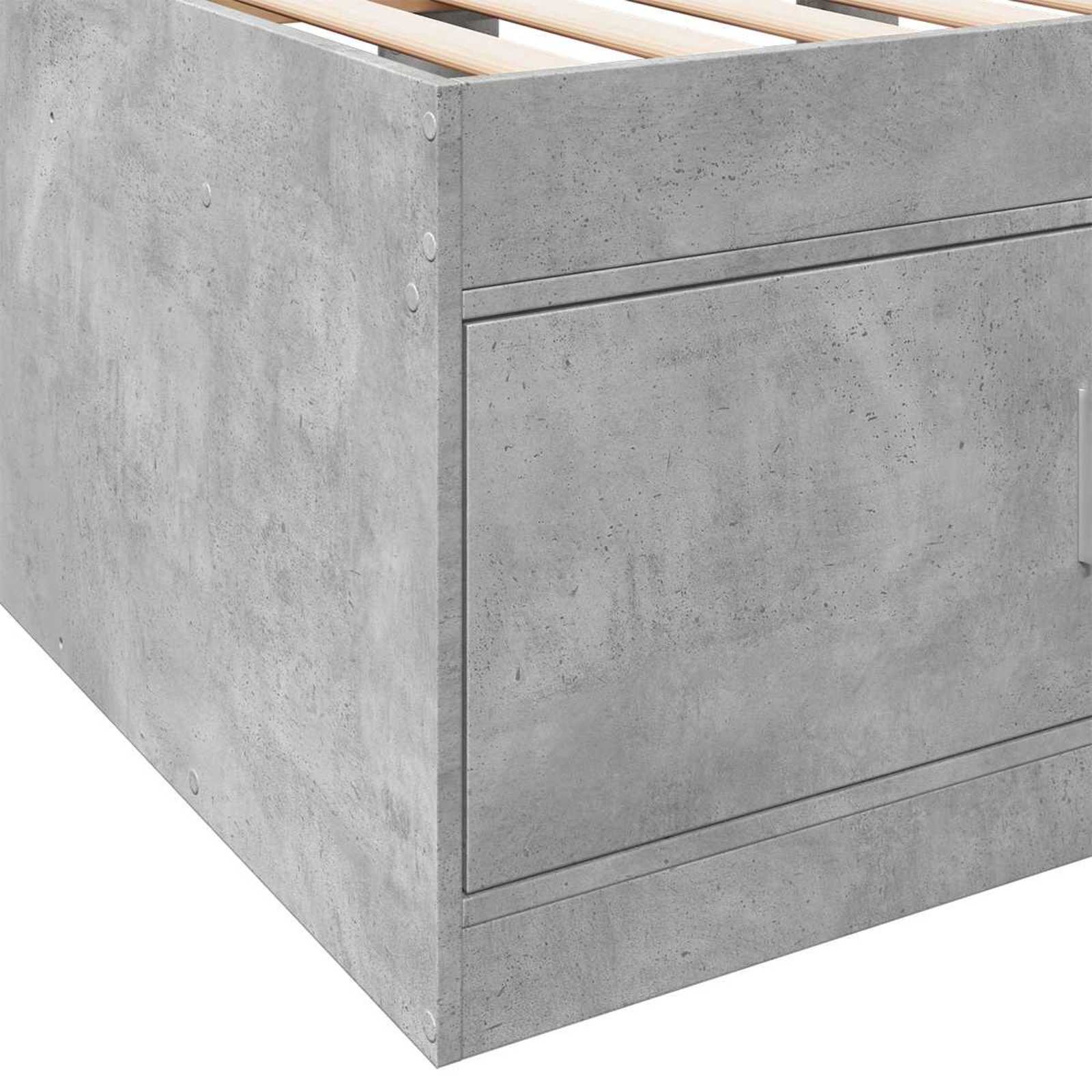 vidaXL Rama łóżka z przechowywaniem z półką Betonowy szary 80 x 200 cm