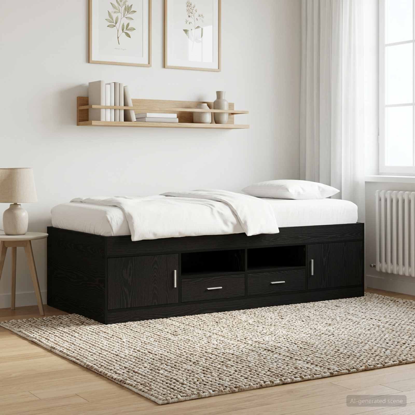 vidaXL Rama łóżka z przechowywaniem z szufladą Czarny dąb 80 x 200 cm