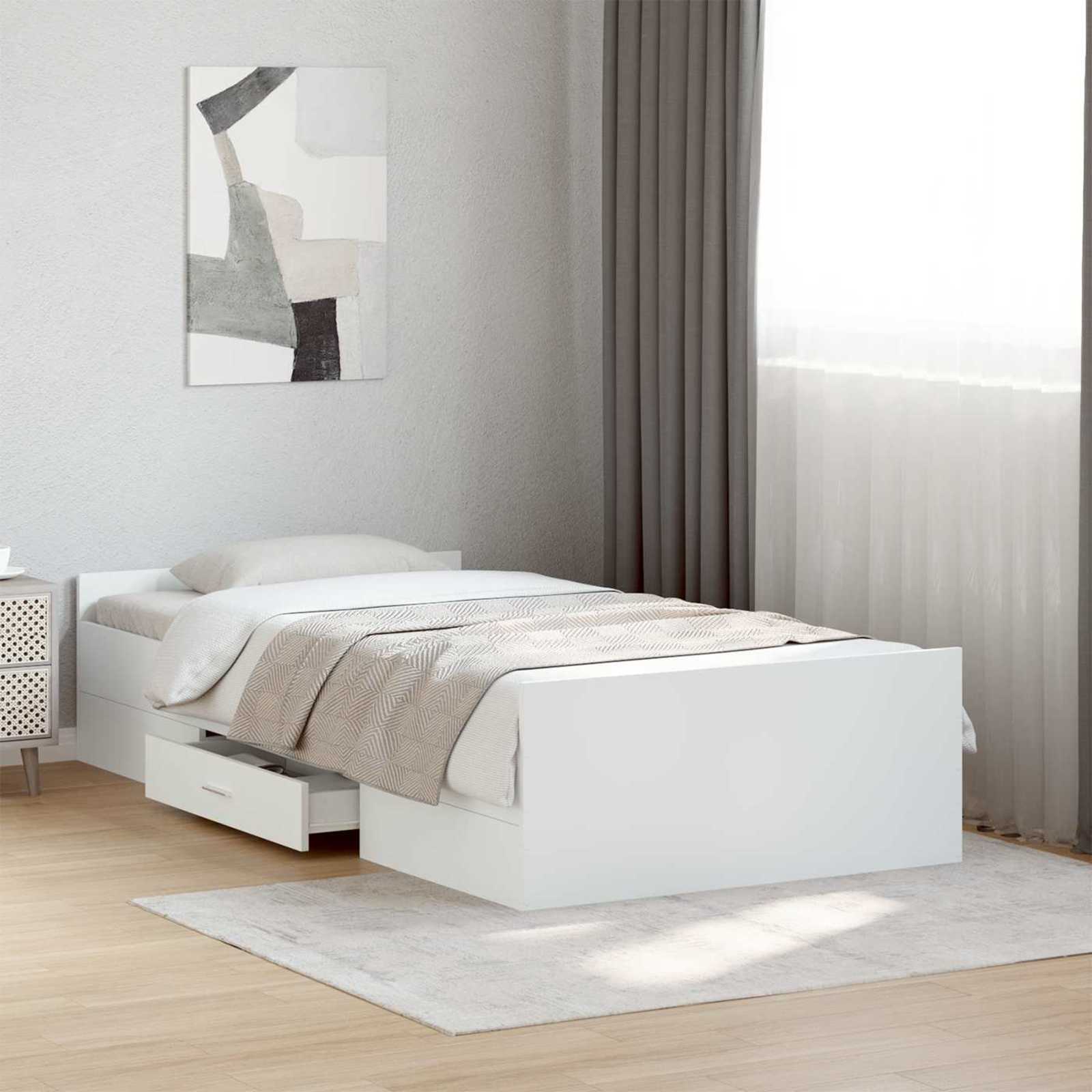 vidaXL Rama łóżka z przechowywaniem z szufladą Biały 80 x 200 cm