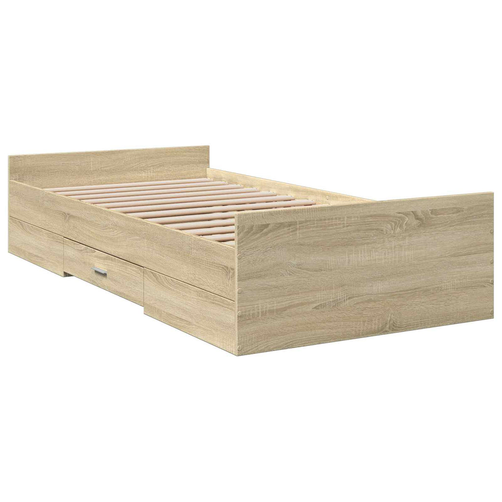 vidaXL Rama łóżka z przechowywaniem z szufladą dąb Sonoma 80 x 200 cm