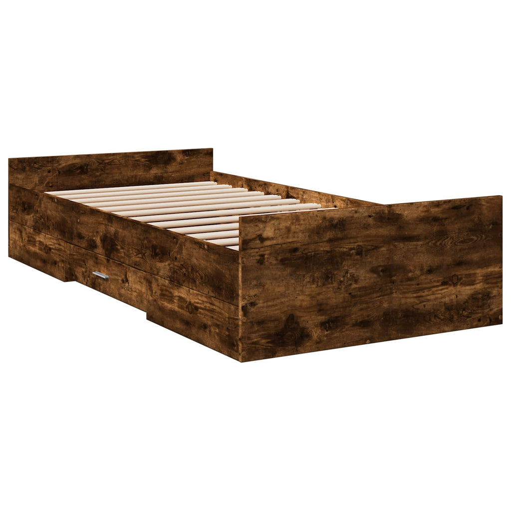 vidaXL Rama łóżka z przechowywaniem z szufladą Dąb wędzony 80 x 200 cm