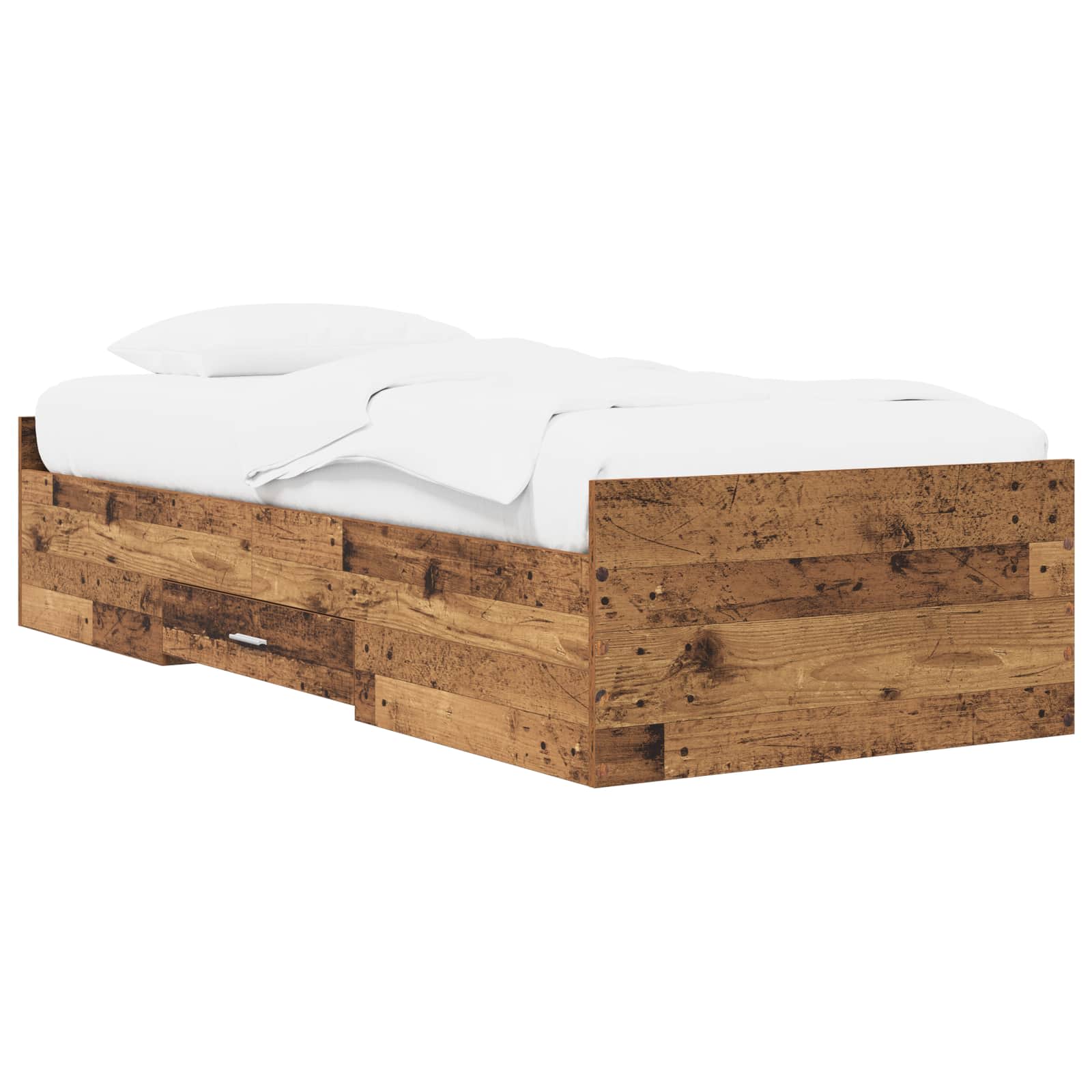 vidaXL Rama łóżka z przechowywaniem Stare drewno 80 x 200 cm