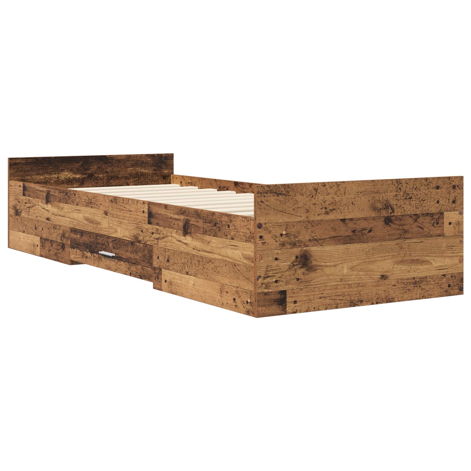 vidaXL Rama łóżka z przechowywaniem Stare drewno 80 x 200 cm