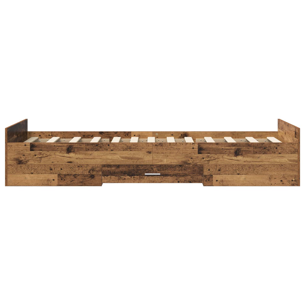 vidaXL Rama łóżka z przechowywaniem Stare drewno 80 x 200 cm