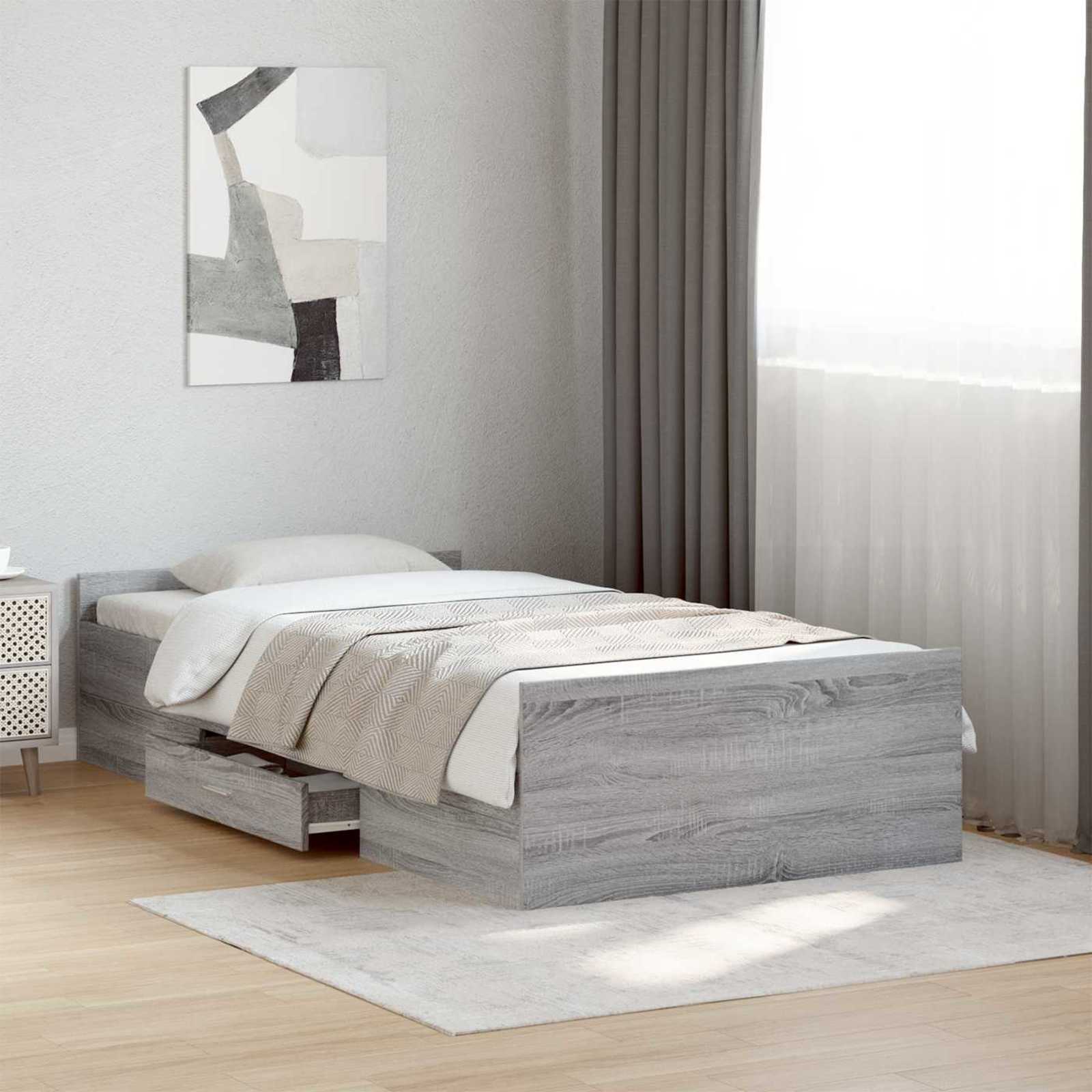 vidaXL Rama łóżka z przechowywaniem Szary Sonoma 80 x 200 cm