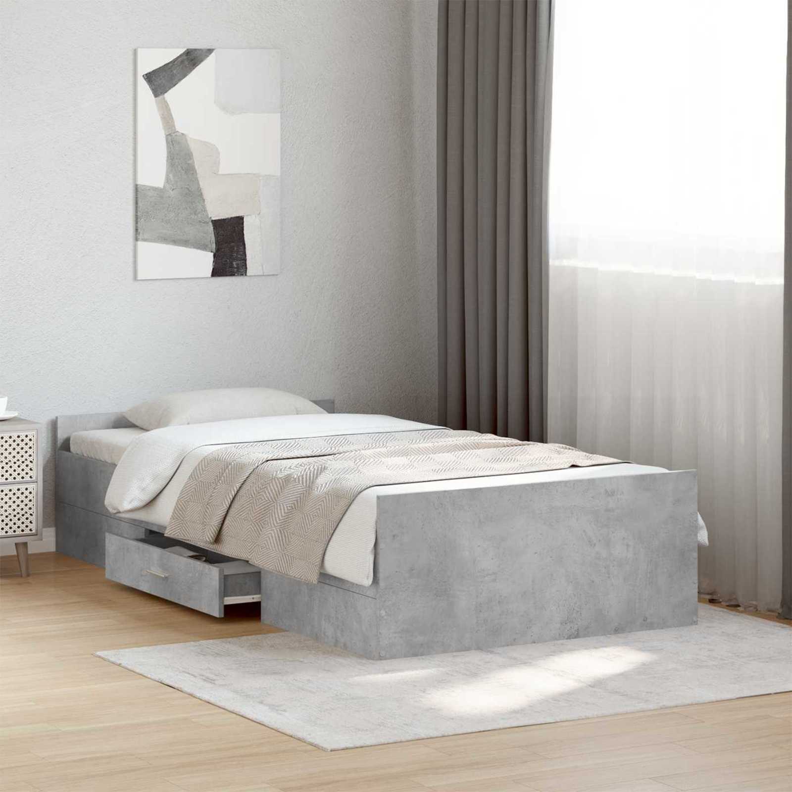 vidaXL Rama łóżka z przechowywaniem Betonowy szary 80 x 200 cm