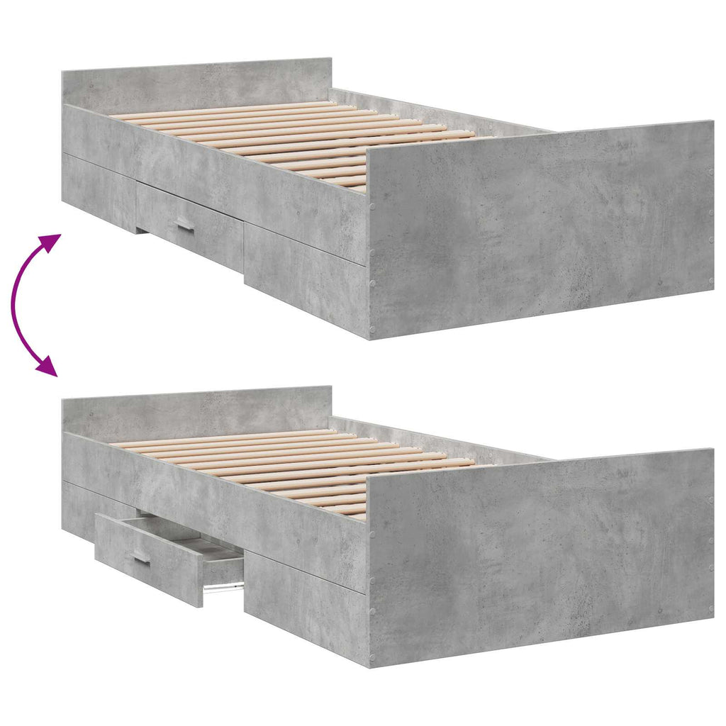 vidaXL Rama łóżka z przechowywaniem Betonowy szary 80 x 200 cm