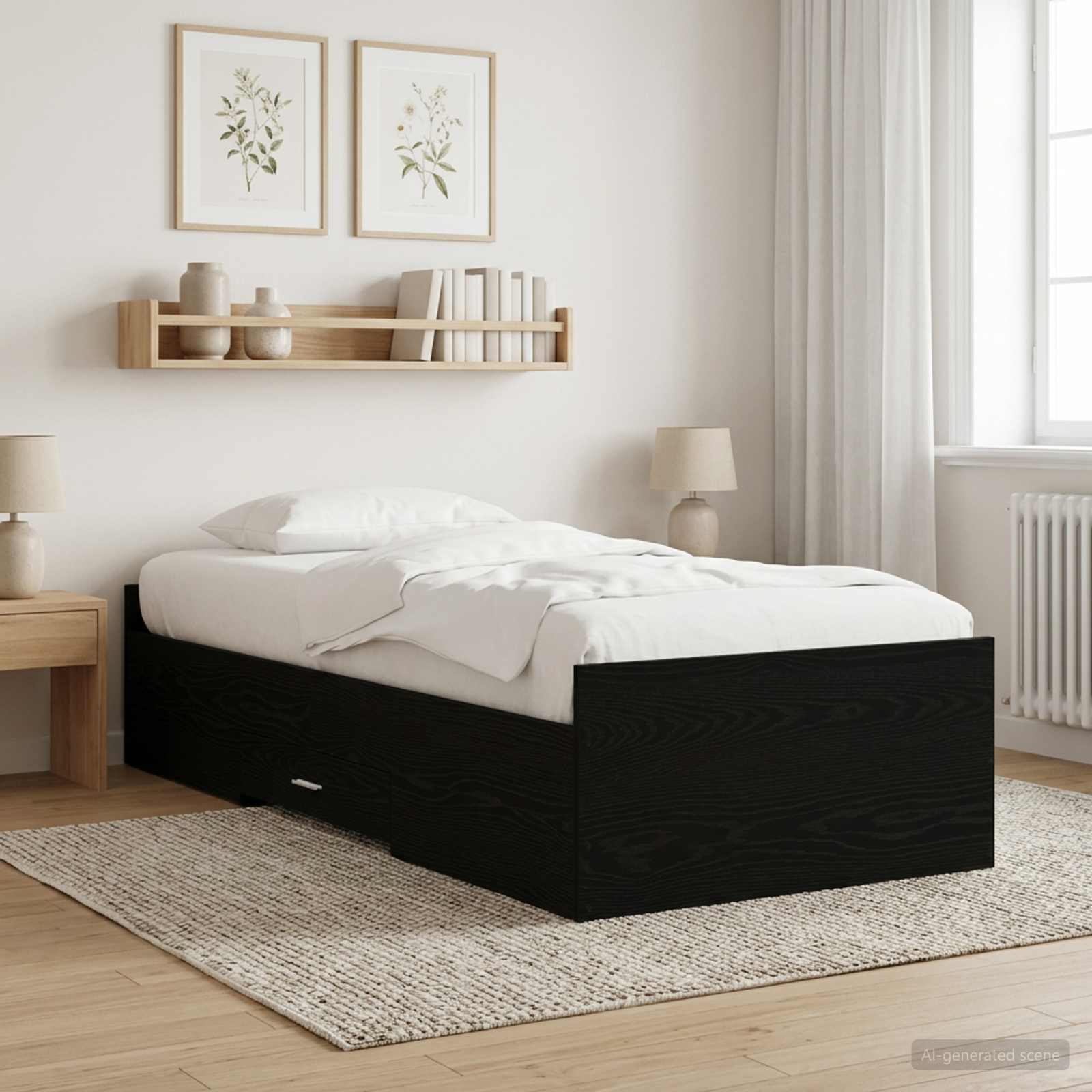vidaXL Rama łóżka z przechowywaniem z szufladą Czarny dąb 80 x 200 cm