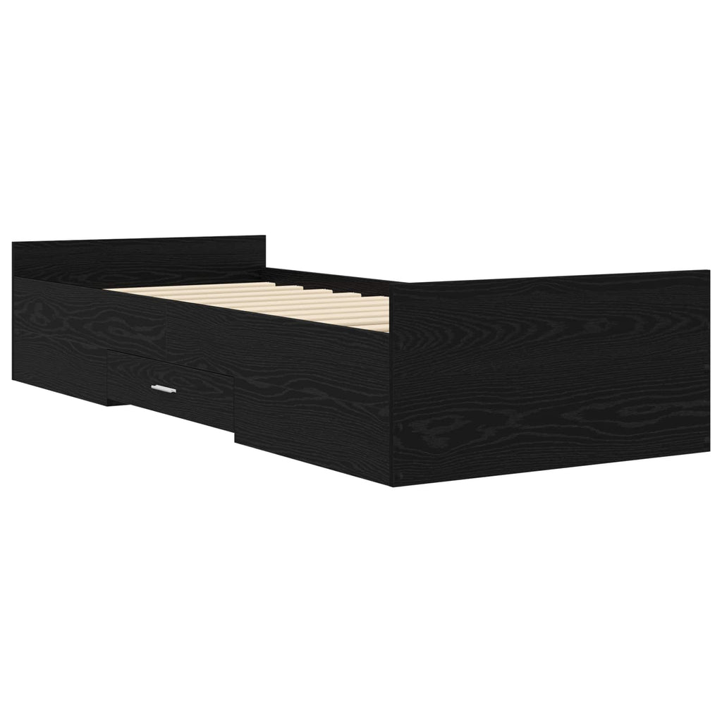 vidaXL Rama łóżka z przechowywaniem z szufladą Czarny dąb 80 x 200 cm
