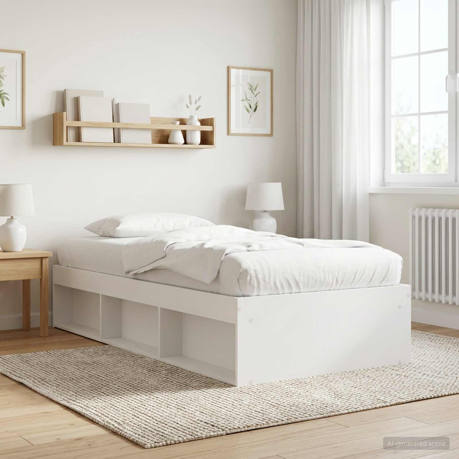 vidaXL Rama łóżka z przechowywaniem z półką Biały 80 x 200 cm