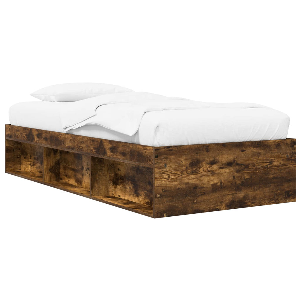 vidaXL Rama łóżka z przechowywaniem z półką Dąb wędzony 80 x 200 cm