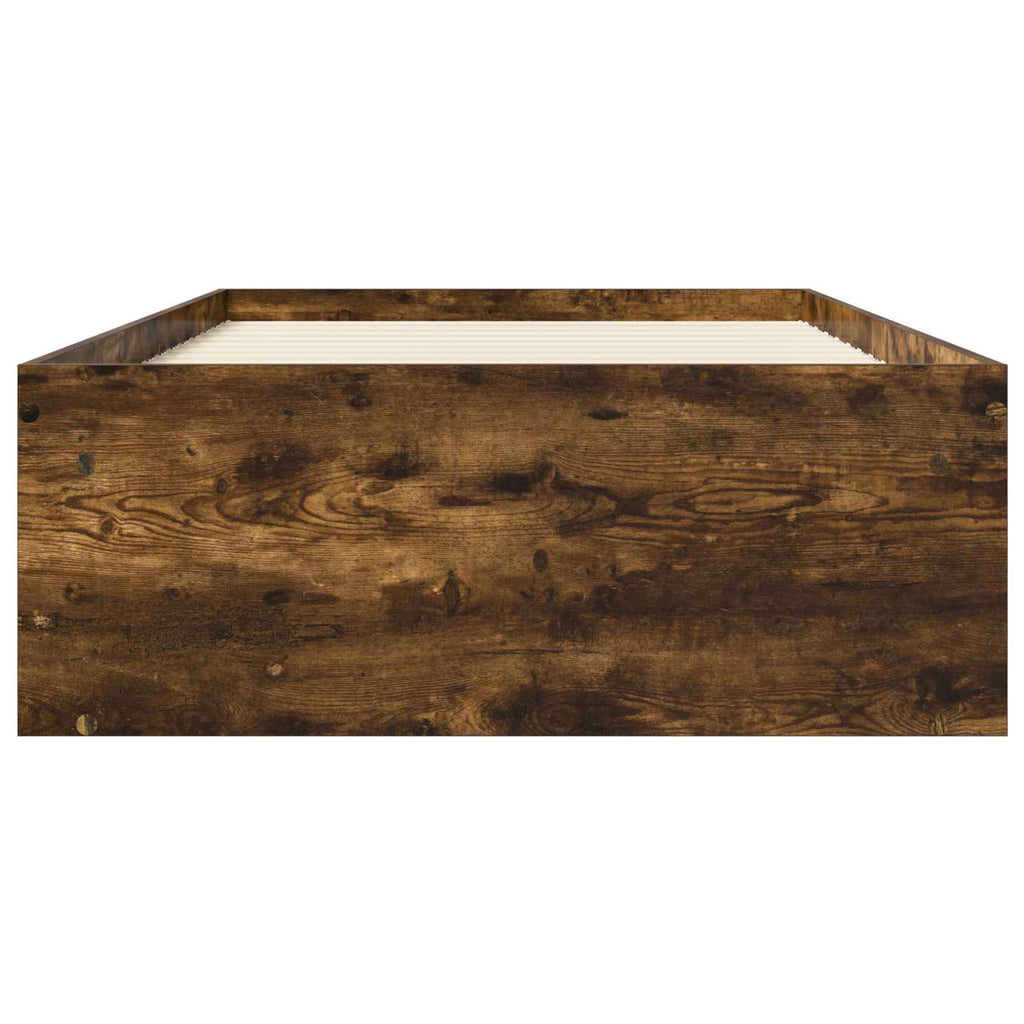 vidaXL Rama łóżka z przechowywaniem z półką Dąb wędzony 80 x 200 cm