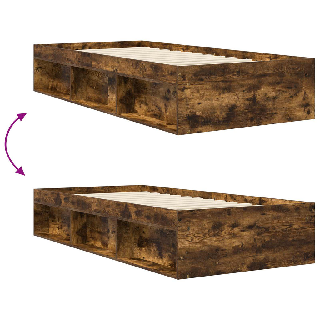 vidaXL Rama łóżka z przechowywaniem z półką Dąb wędzony 80 x 200 cm