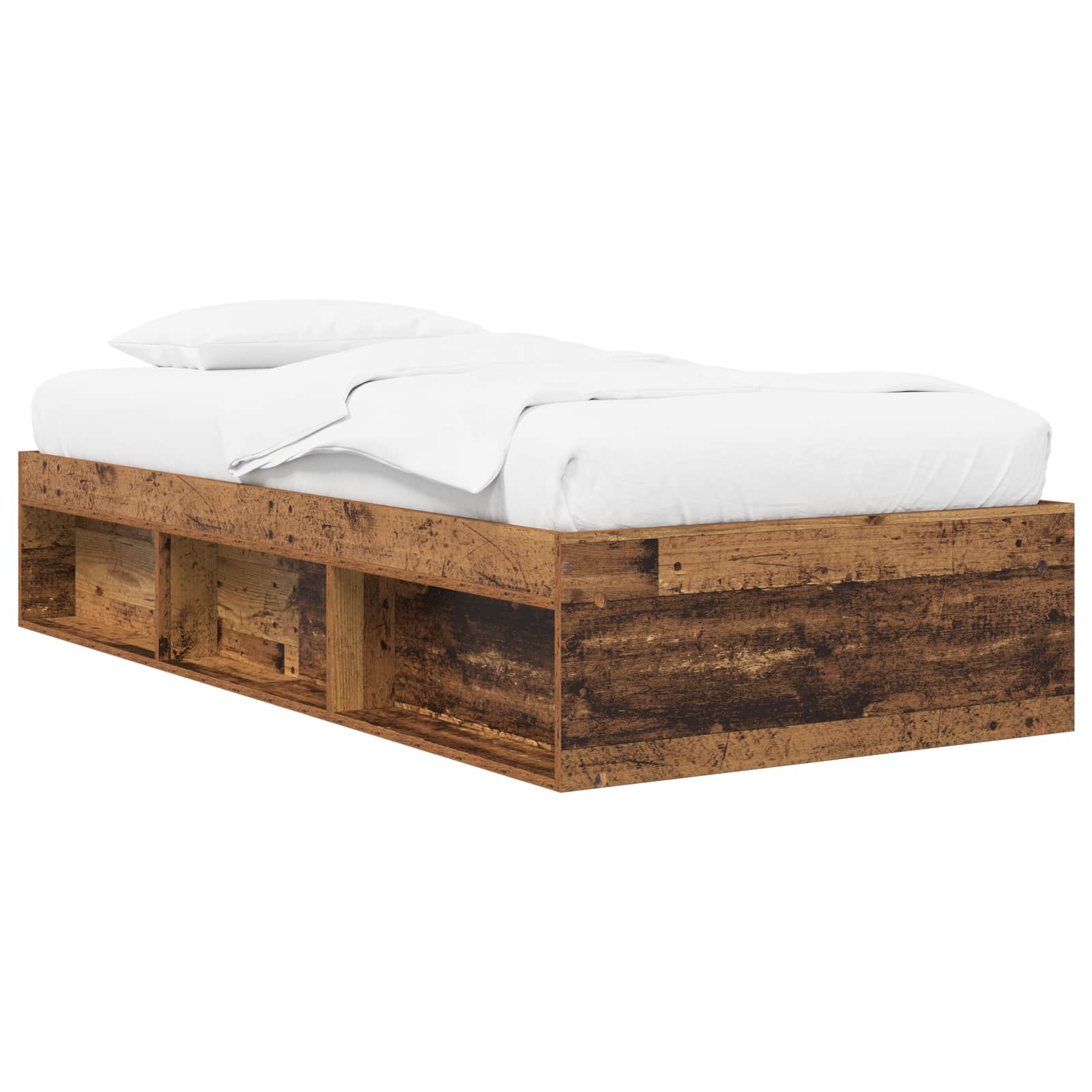 vidaXL Rama łóżka z przechowywaniem z półką Stare drewno 80 x 200 cm