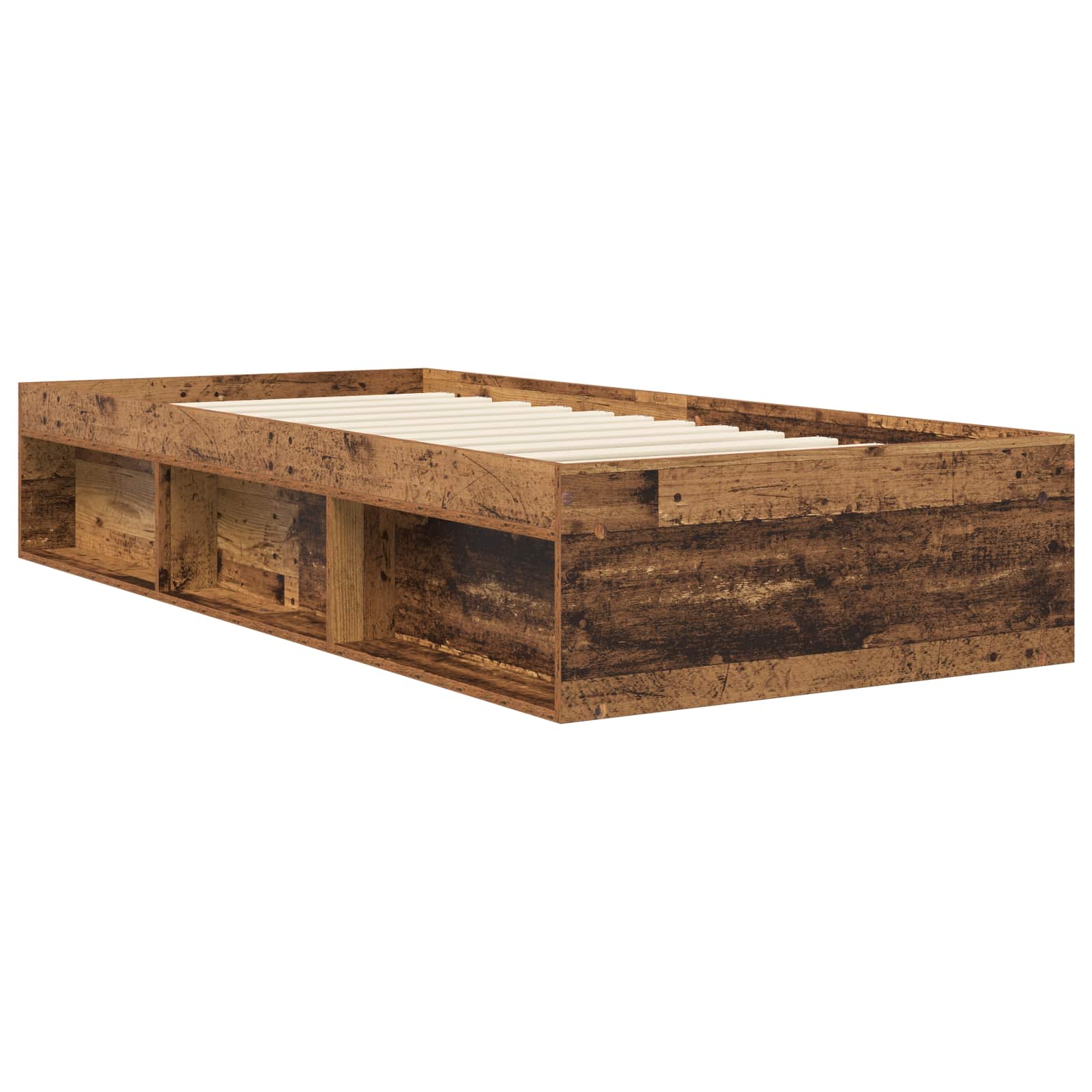vidaXL Rama łóżka z przechowywaniem z półką Stare drewno 80 x 200 cm