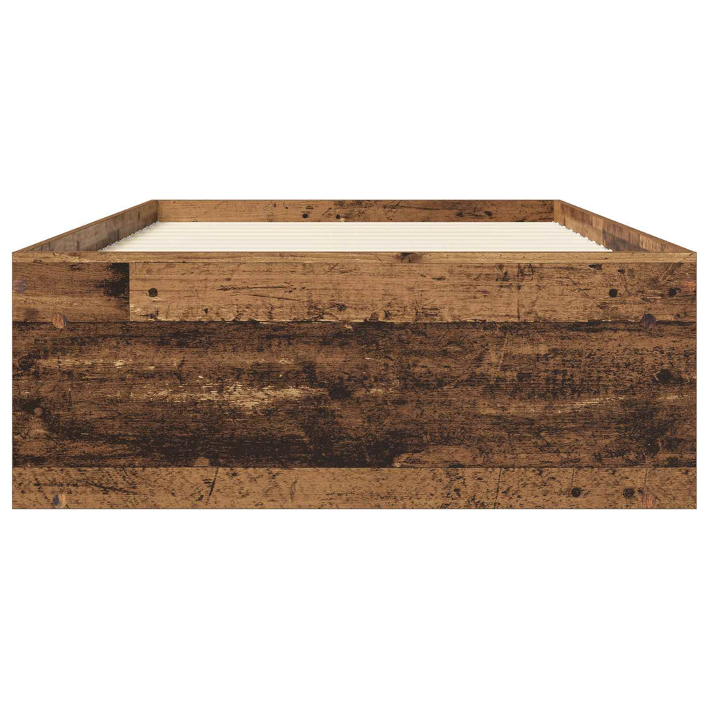 vidaXL Rama łóżka z przechowywaniem z półką Stare drewno 80 x 200 cm