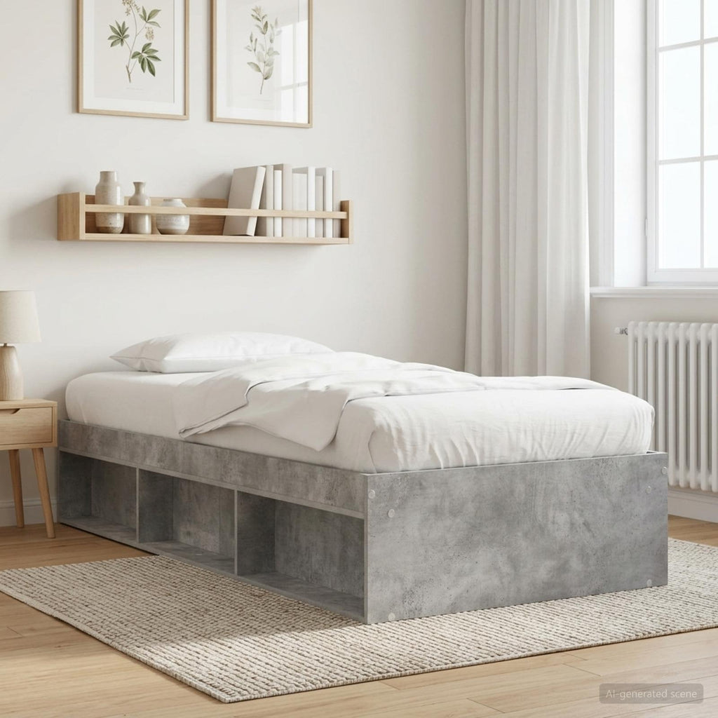 vidaXL Rama łóżka z przechowywaniem z półką Betonowy szary 80 x 200 cm