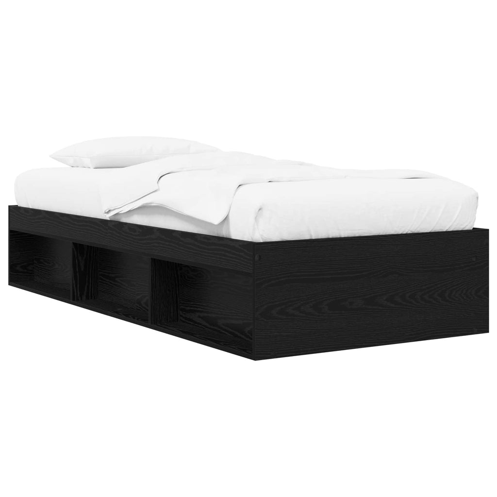 vidaXL Rama łóżka z przechowywaniem z półką Czarny dąb 80 x 200 cm