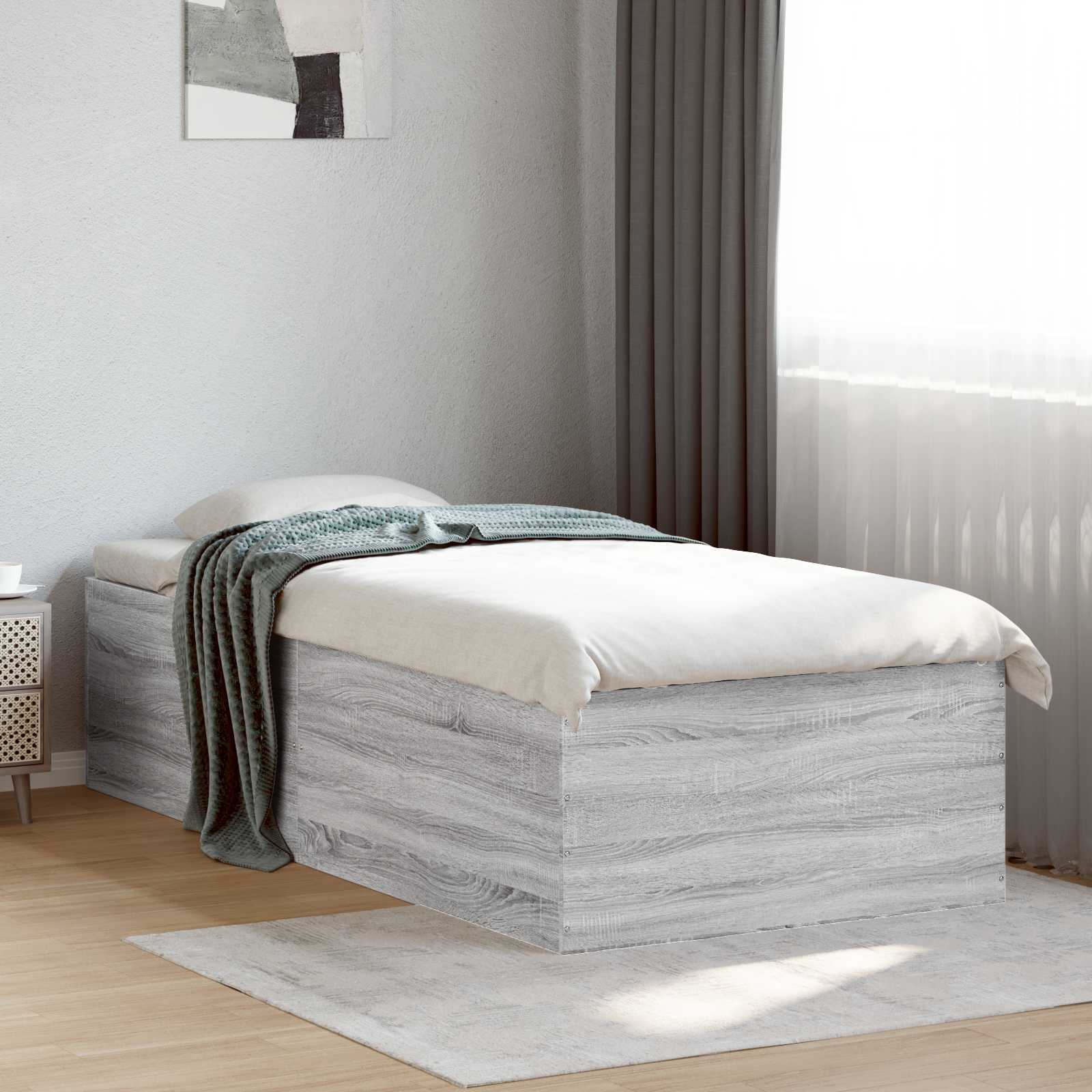 vidaXL Rama łóżka podłogowego Betonowy szary 80 x 200 cm
