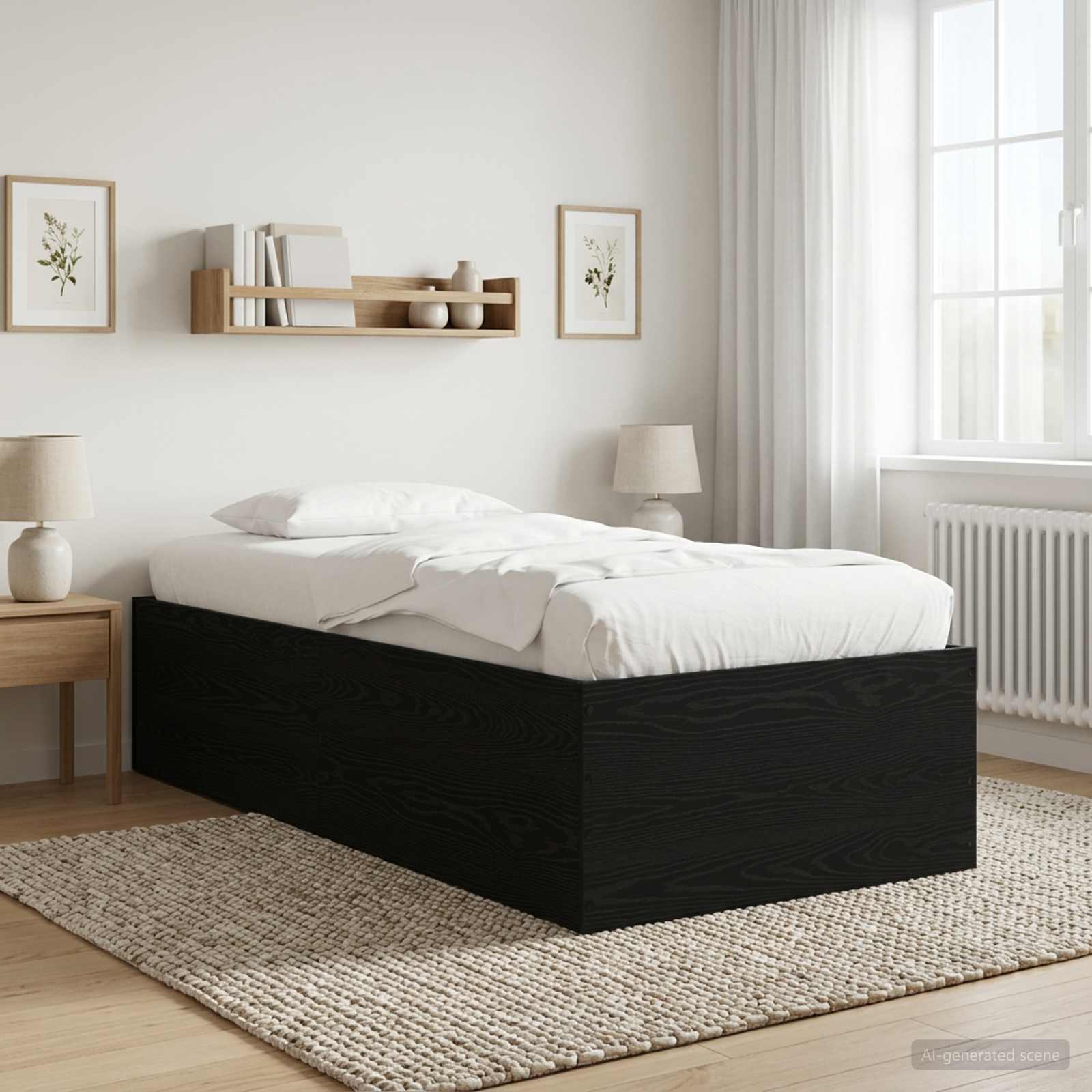 vidaXL Rama łóżka podłogowego Czarny dąb 80 x 200 cm