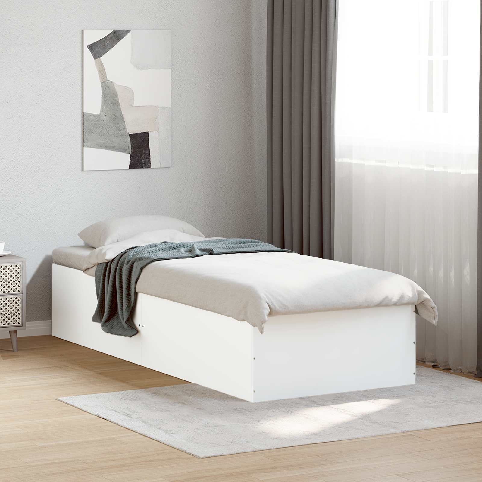 vidaXL Rama łóżka podłogowego Biały 80 x 200 cm Drewno inżynieryjne