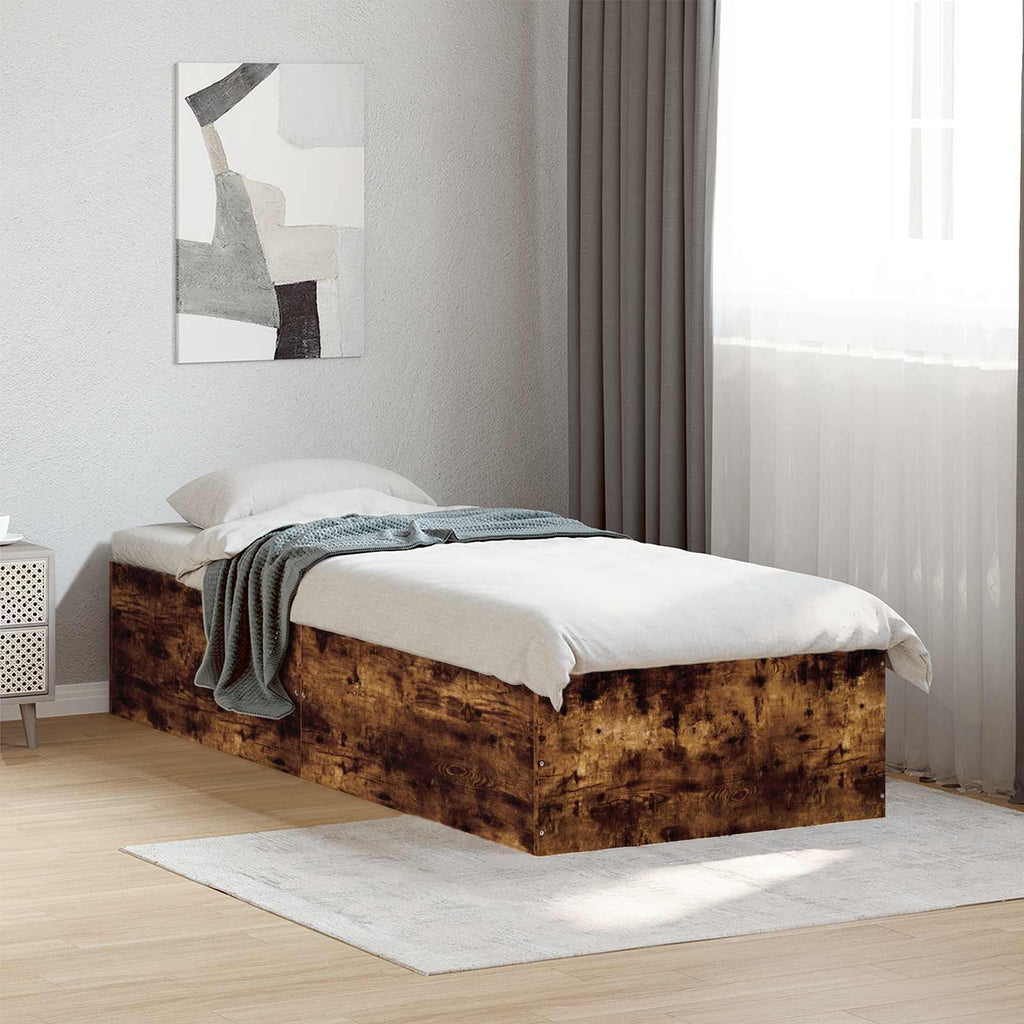 vidaXL Rama łóżka podłogowego Dąb wędzony 80 x 200 cm