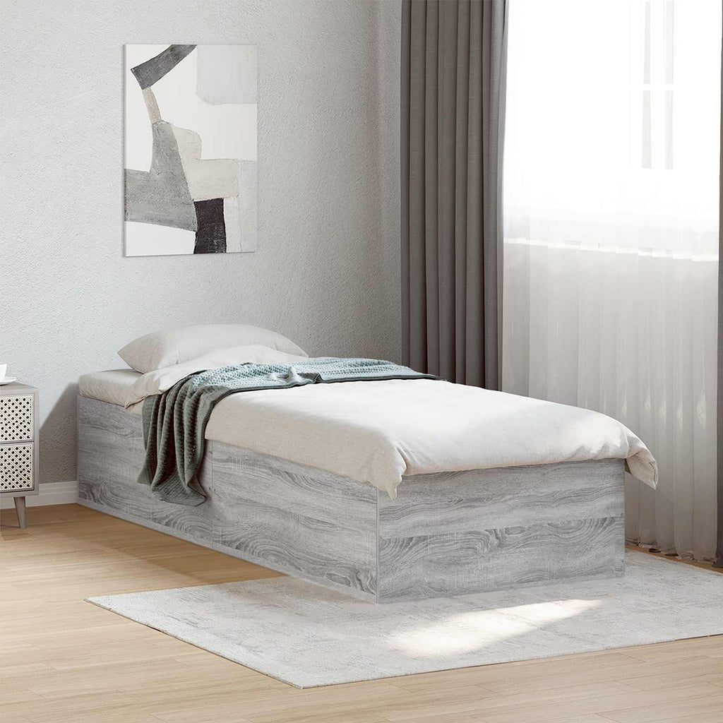 vidaXL Rama łóżka podłogowego Szary Sonoma 80 x 200 cm