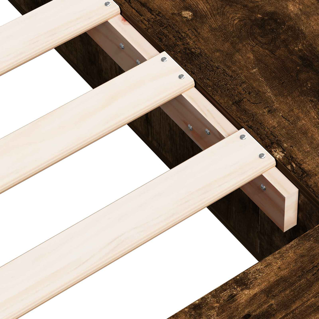 vidaXL Rama łóżka z przechowywaniem z półką Dąb wędzony 80 x 200 cm