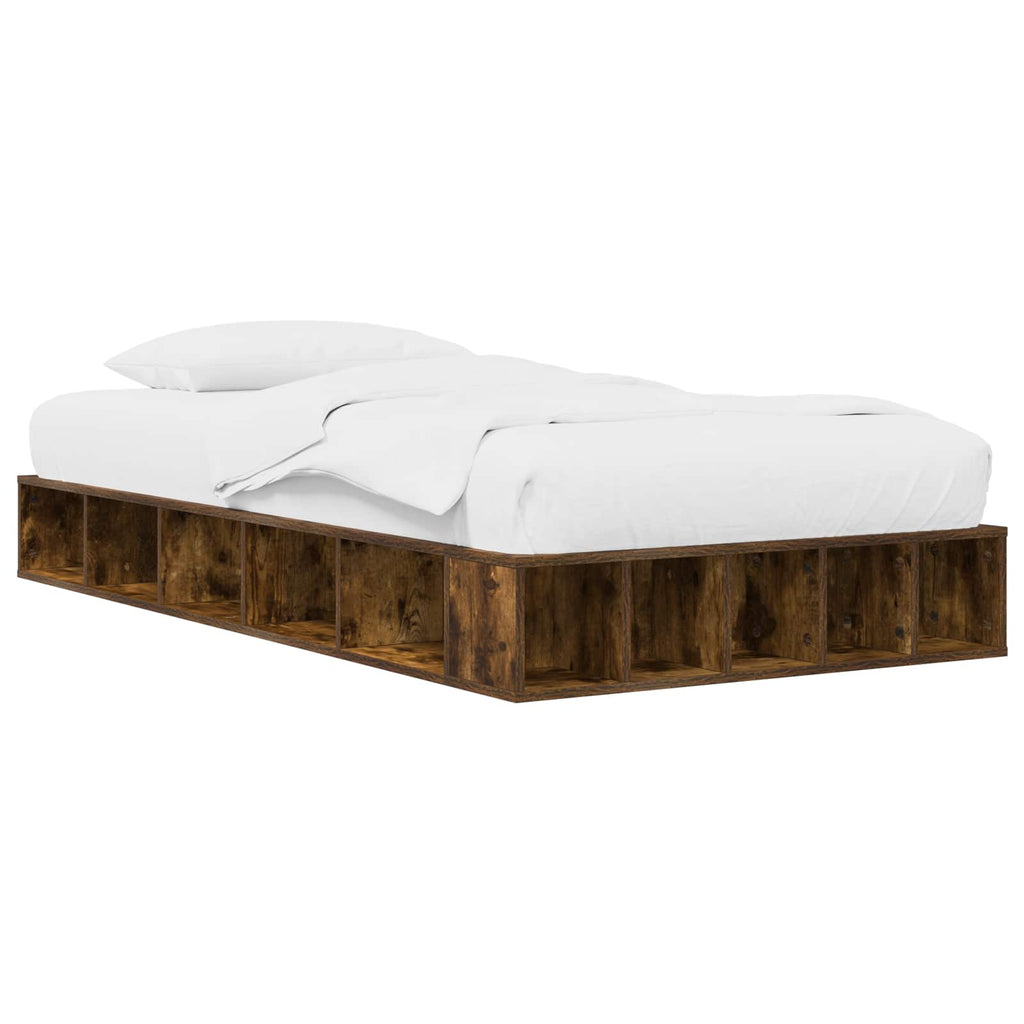 vidaXL Rama łóżka z przechowywaniem z półką Dąb wędzony 80 x 200 cm