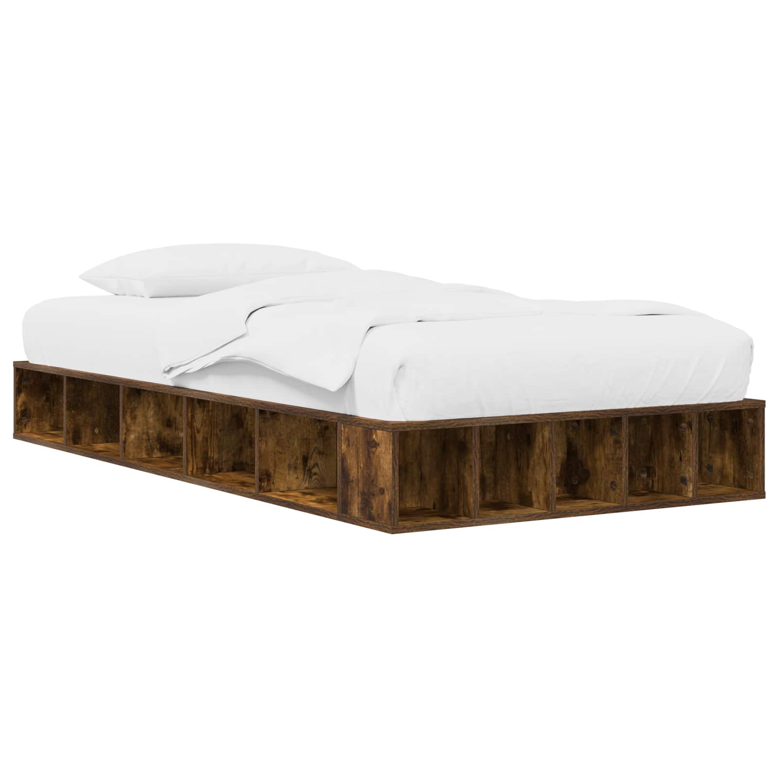 vidaXL Rama łóżka z przechowywaniem z półką Dąb wędzony 80 x 200 cm