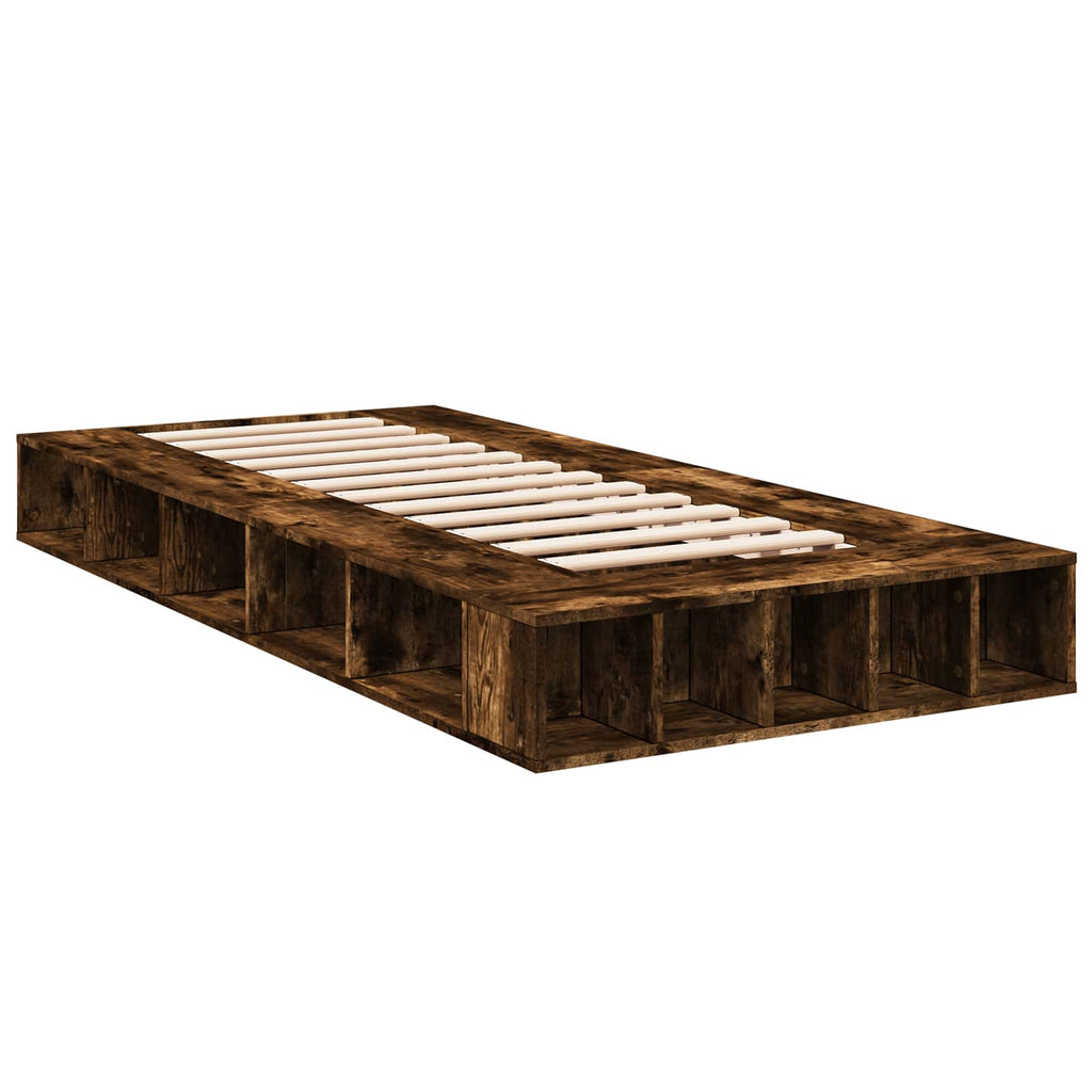 vidaXL Rama łóżka z przechowywaniem z półką Dąb wędzony 80 x 200 cm