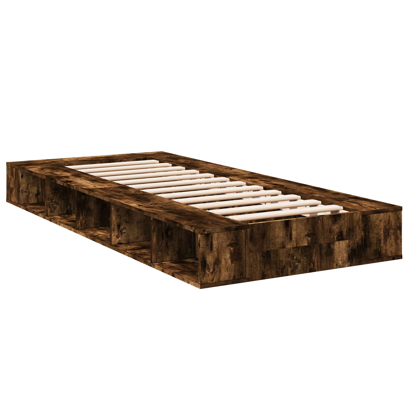 vidaXL Rama łóżka z przechowywaniem z półką Dąb wędzony 80 x 200 cm