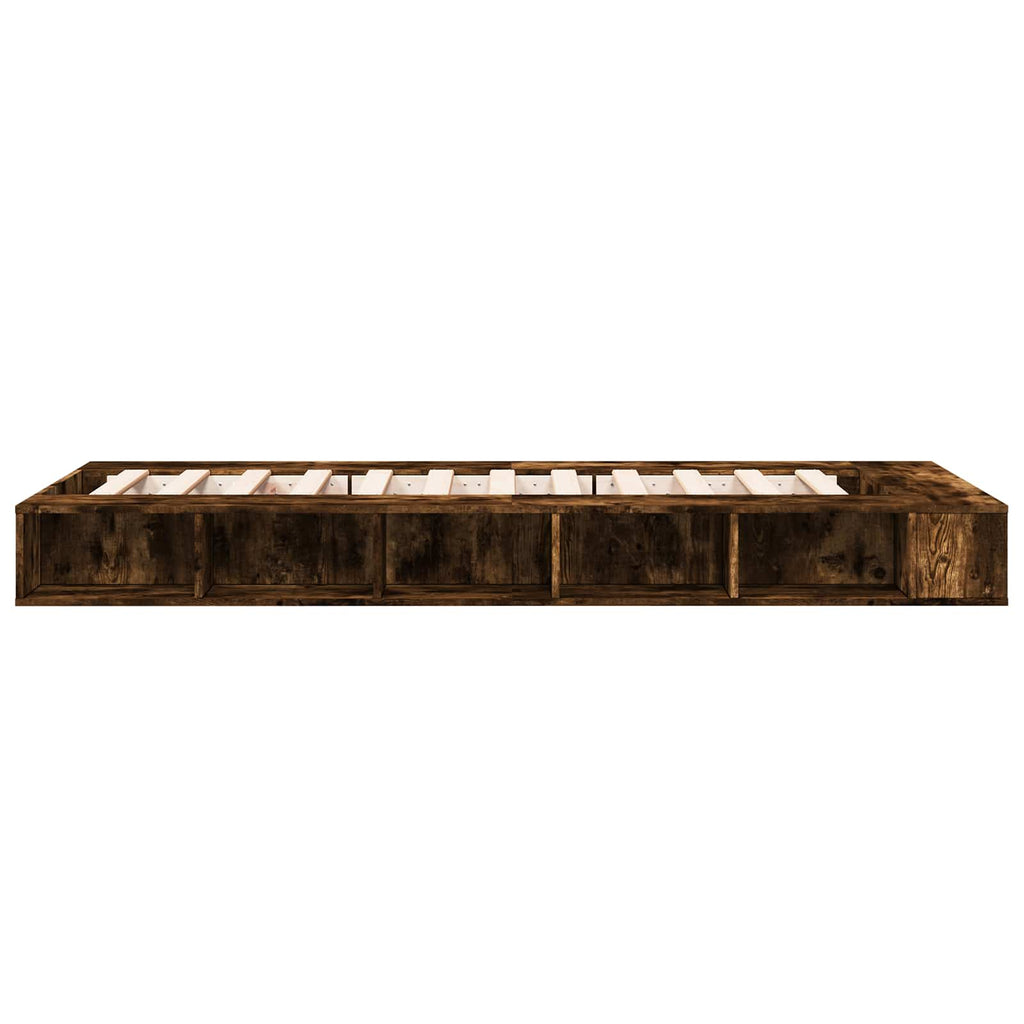 vidaXL Rama łóżka z przechowywaniem z półką Dąb wędzony 80 x 200 cm