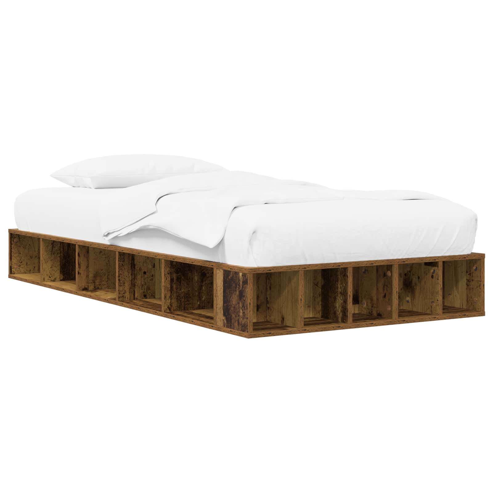 vidaXL Rama łóżka z przechowywaniem z półką Stare drewno 80 x 200 cm
