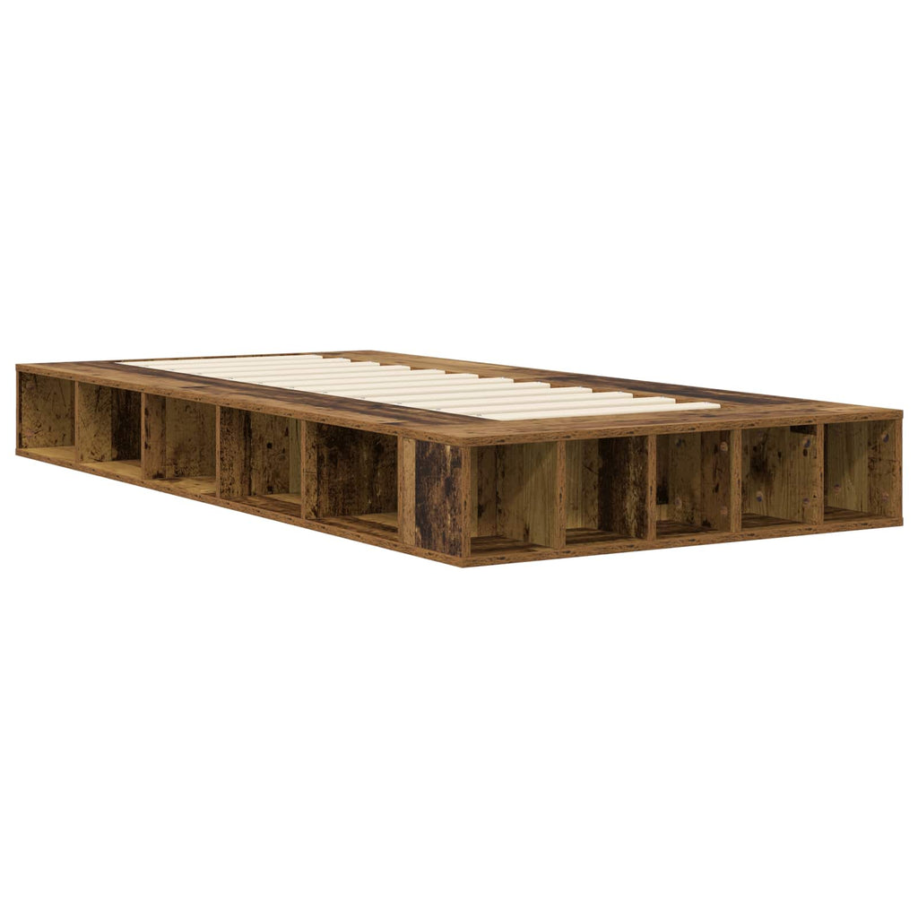 vidaXL Rama łóżka z przechowywaniem z półką Stare drewno 80 x 200 cm