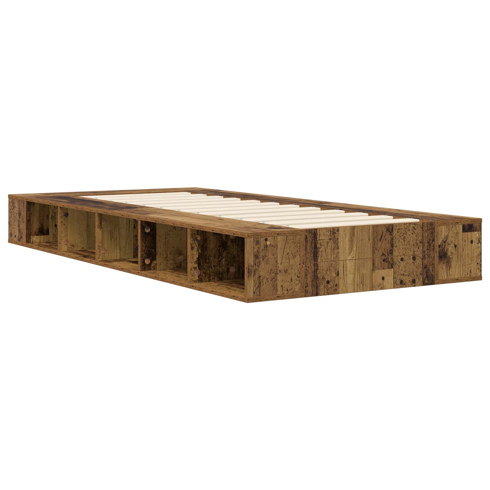 vidaXL Rama łóżka z przechowywaniem z półką Stare drewno 80 x 200 cm