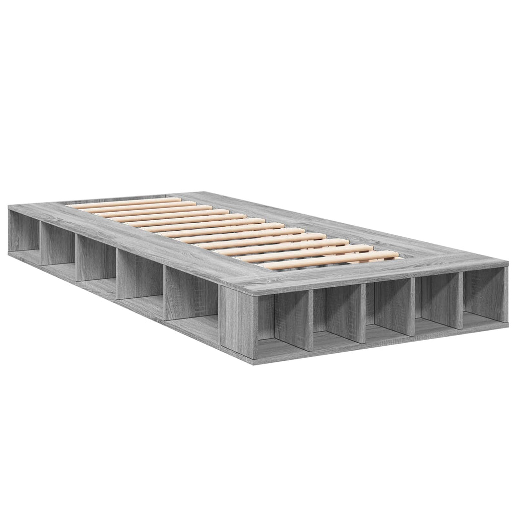 vidaXL Rama łóżka z przechowywaniem z półką Szary Sonoma 80 x 200 cm