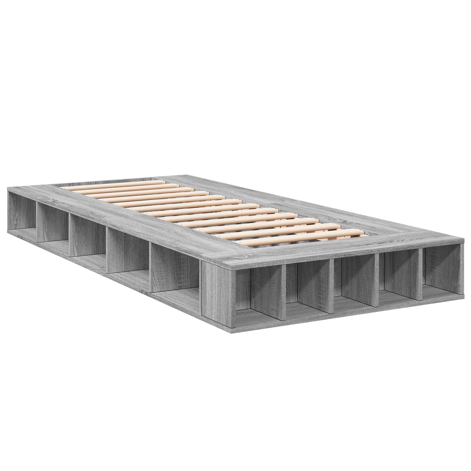 vidaXL Rama łóżka z przechowywaniem z półką Szary Sonoma 80 x 200 cm