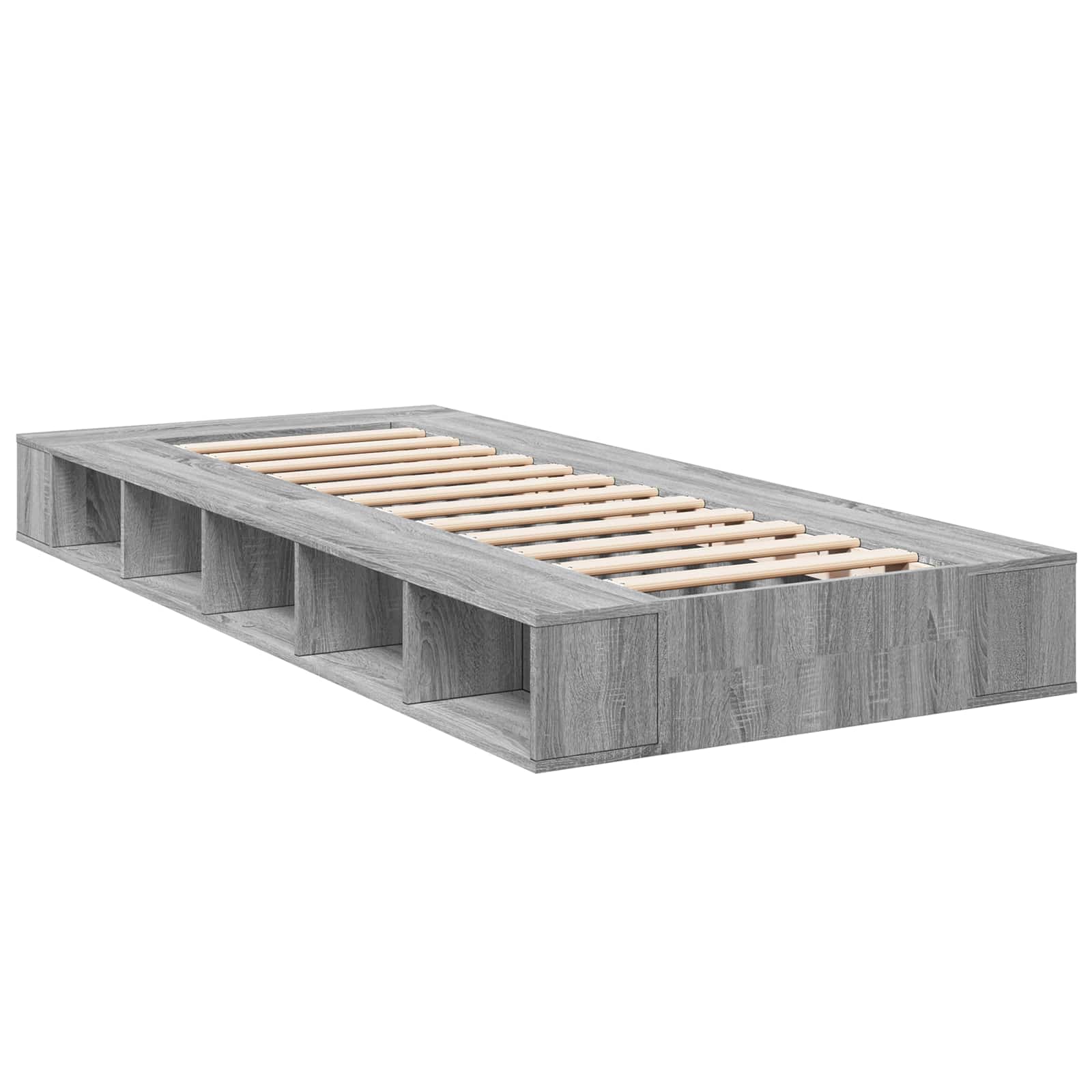 vidaXL Rama łóżka z przechowywaniem z półką Szary Sonoma 80 x 200 cm
