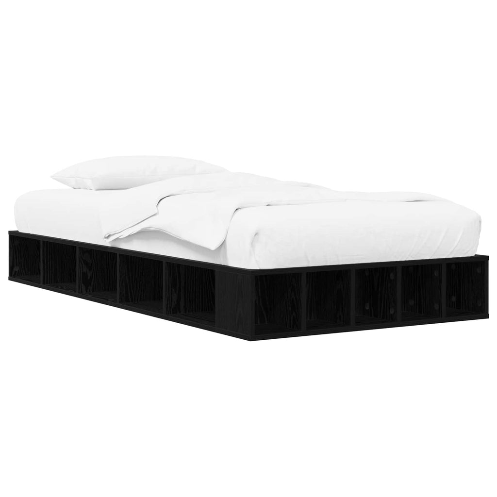 vidaXL Rama łóżka z przechowywaniem z półką Czarny dąb 80 x 200 cm