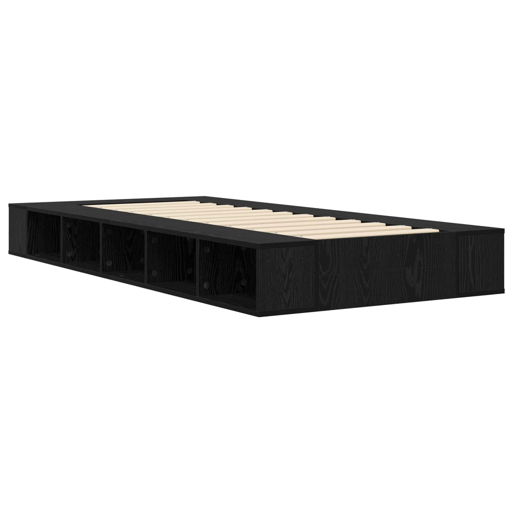 vidaXL Rama łóżka z przechowywaniem z półką Czarny dąb 80 x 200 cm