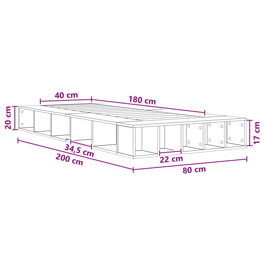 vidaXL Rama łóżka z przechowywaniem z półką Dąb artisian 80 x 200 cm