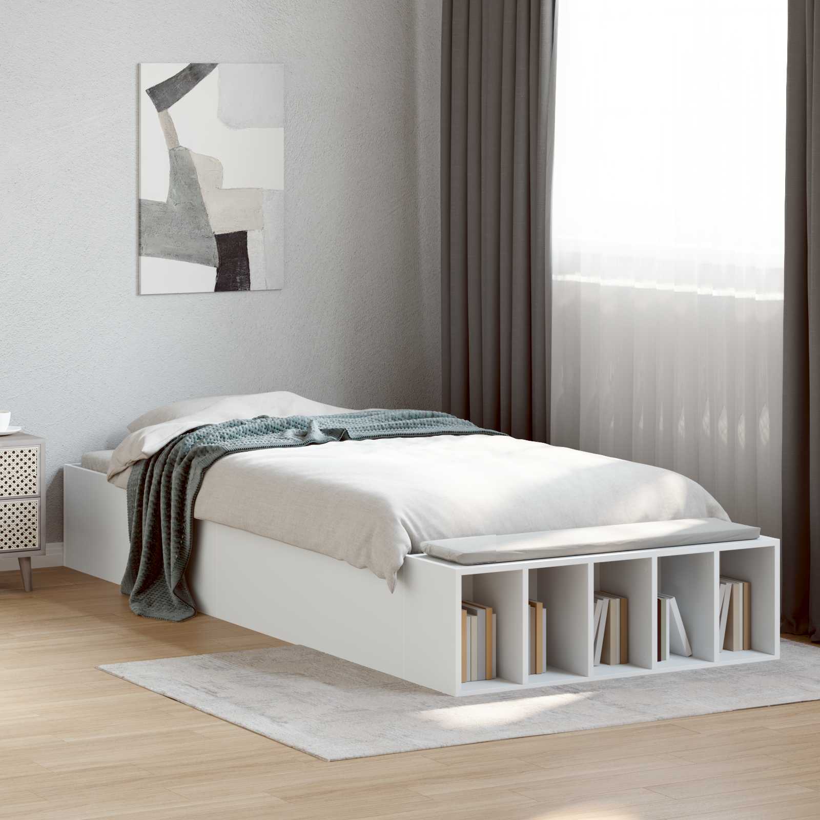 vidaXL Rama łóżka z przechowywaniem z półką Biały 80 x 200 cm