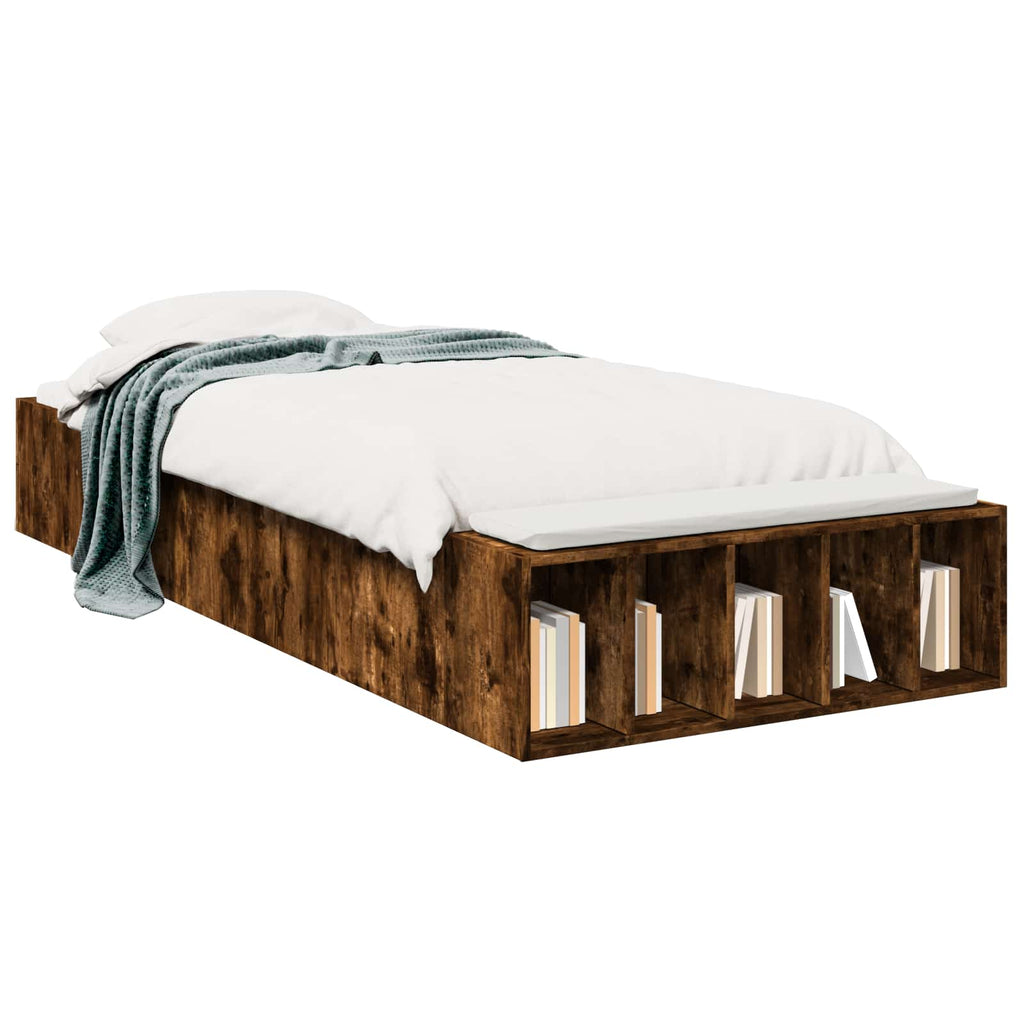 vidaXL Rama łóżka z przechowywaniem z półką Dąb wędzony 80 x 200 cm