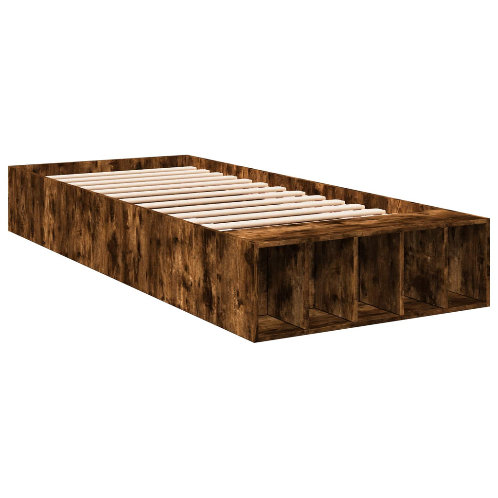 vidaXL Rama łóżka z przechowywaniem z półką Dąb wędzony 80 x 200 cm