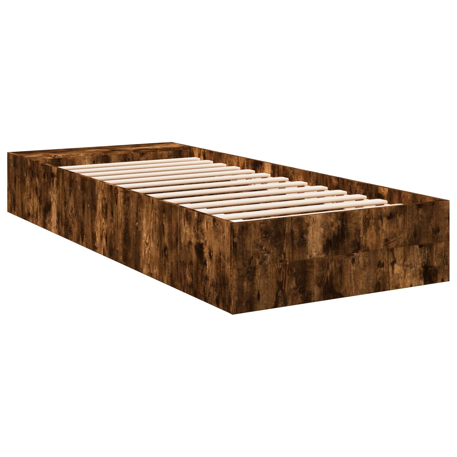 vidaXL Rama łóżka z przechowywaniem z półką Dąb wędzony 80 x 200 cm