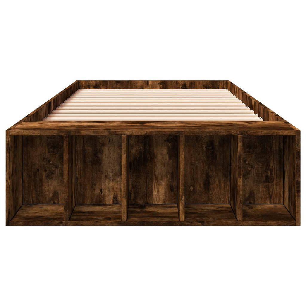 vidaXL Rama łóżka z przechowywaniem z półką Dąb wędzony 80 x 200 cm