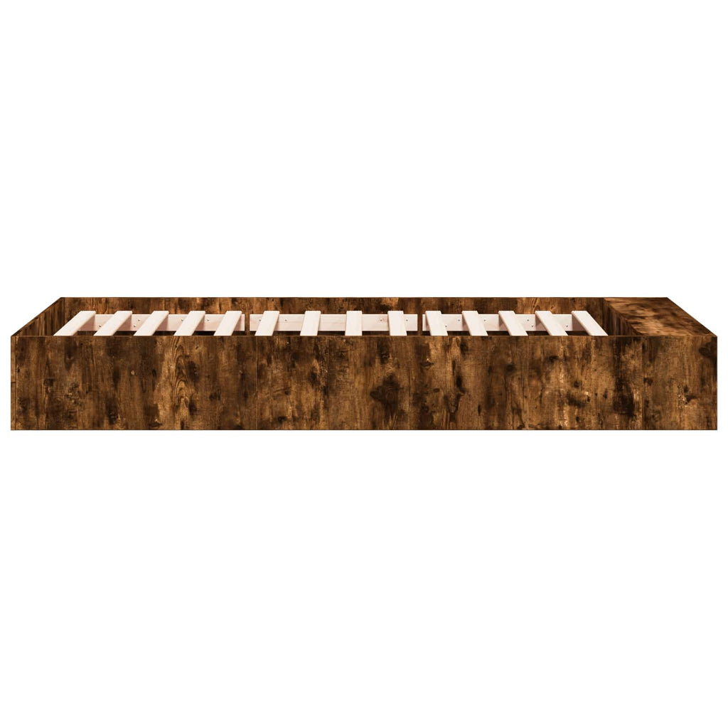vidaXL Rama łóżka z przechowywaniem z półką Dąb wędzony 80 x 200 cm