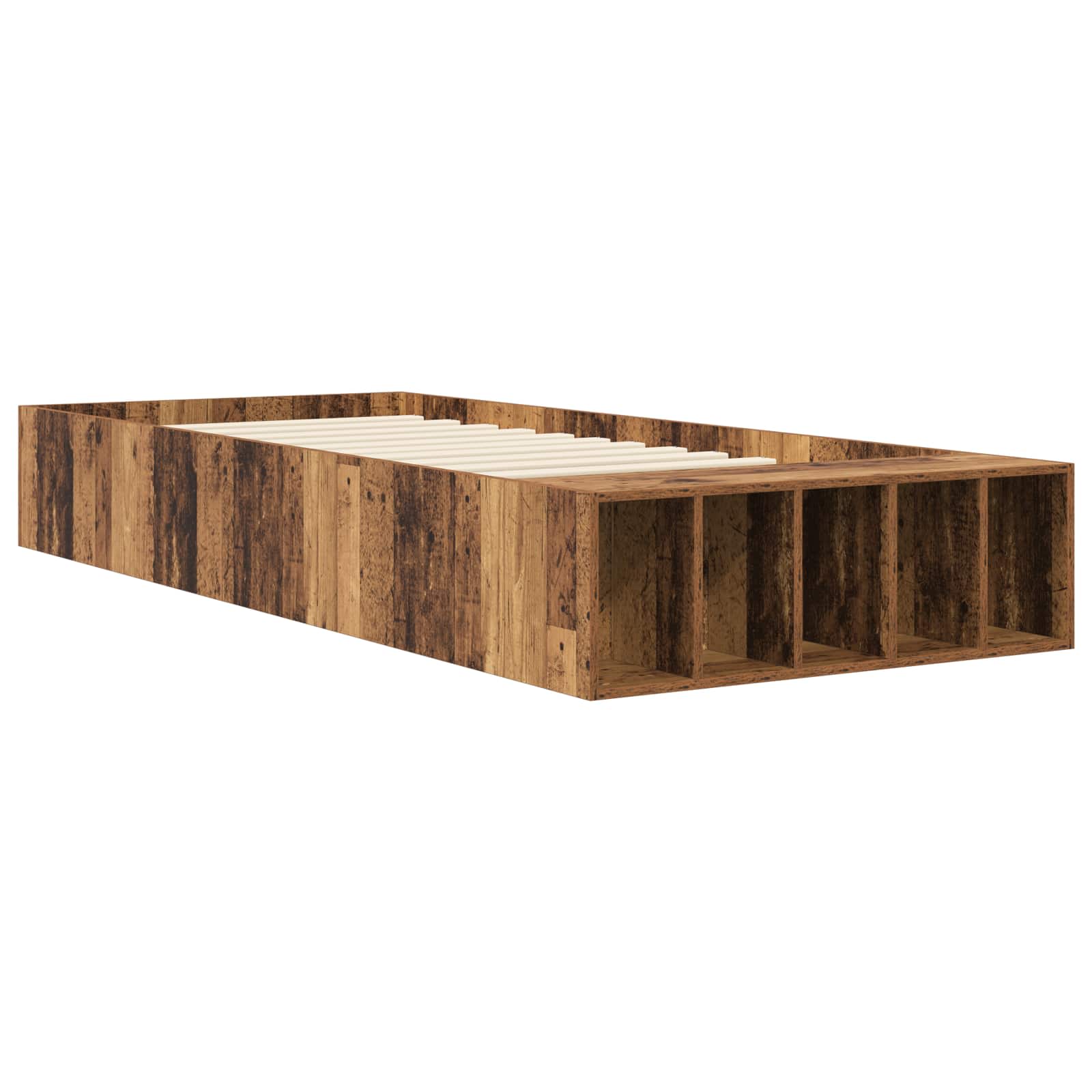vidaXL Rama łóżka z przechowywaniem z półką Stare drewno 80 x 200 cm