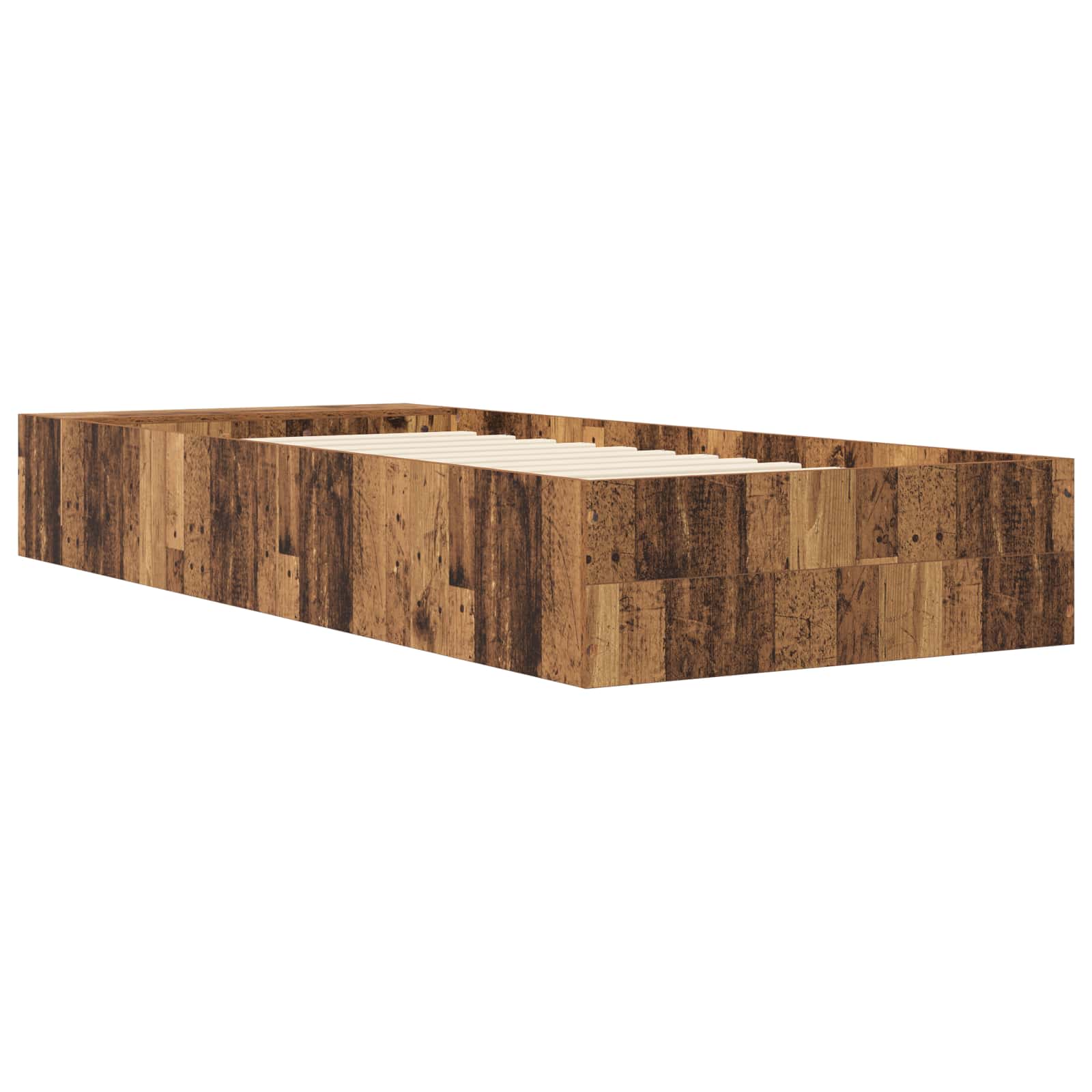 vidaXL Rama łóżka z przechowywaniem z półką Stare drewno 80 x 200 cm